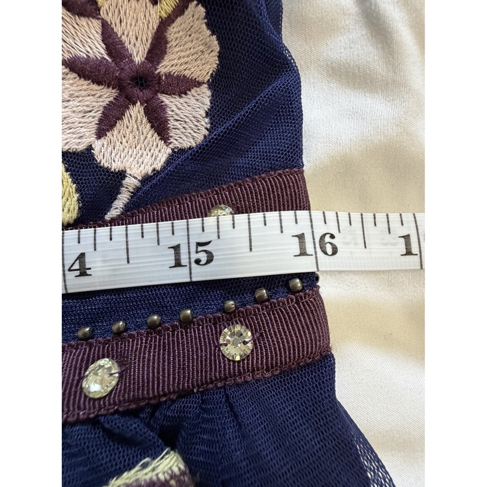 Anthropologie Moulinette Soeurs Alicante Embroidered Tulle Navy Midi Dress Sz 6 - Picture 14 of 16